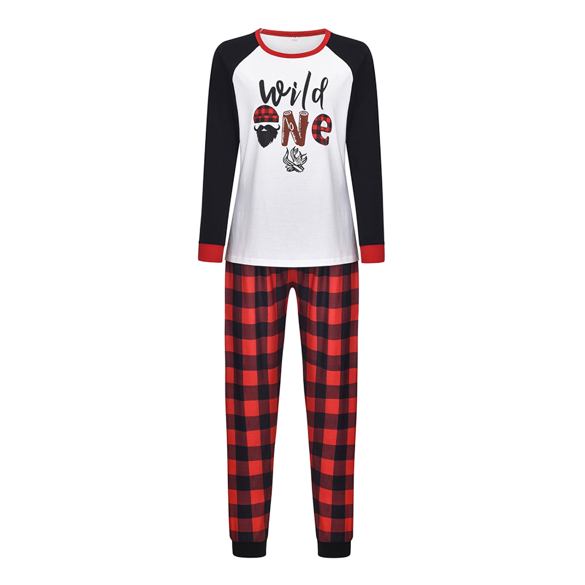 Luxur Women Men Kids Christmas Sleepwear Crew Neck Nightwear Long Sleeve Xmas Matching Family Pajamas Set Loose Pj Sets Raglan Sleeves Mom S Other