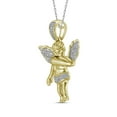 thumbnail image 3 of 10k Yellow Gold Mens Diamond Polished 3D Guardian Angel Cherub Necklace Pendant 1/6 Ctw., 3 of 3