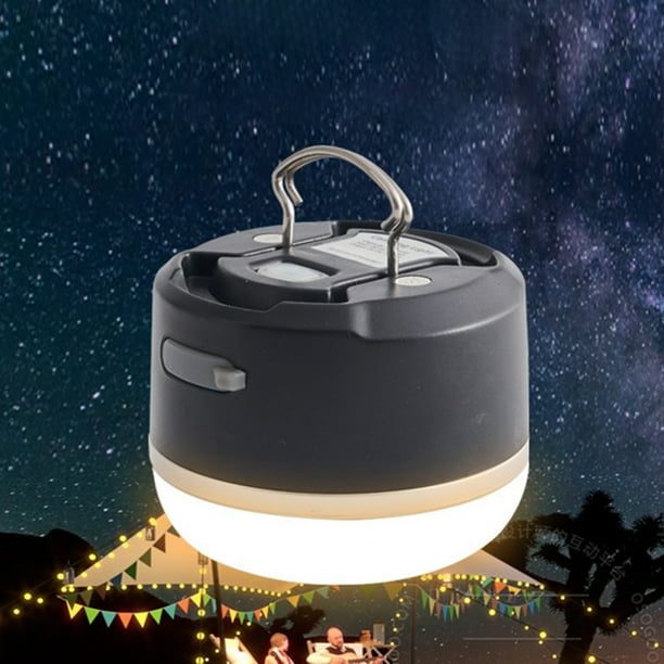 LED Camping Lantern Rechargeable | 3600mAh Emergency Light with USB Port, 4 Modes, Power Display, Magnet Base, IP65 Waterproof | For Home, Outdoor, Hiking | Black/White | 6.7x6.7x6.5cm