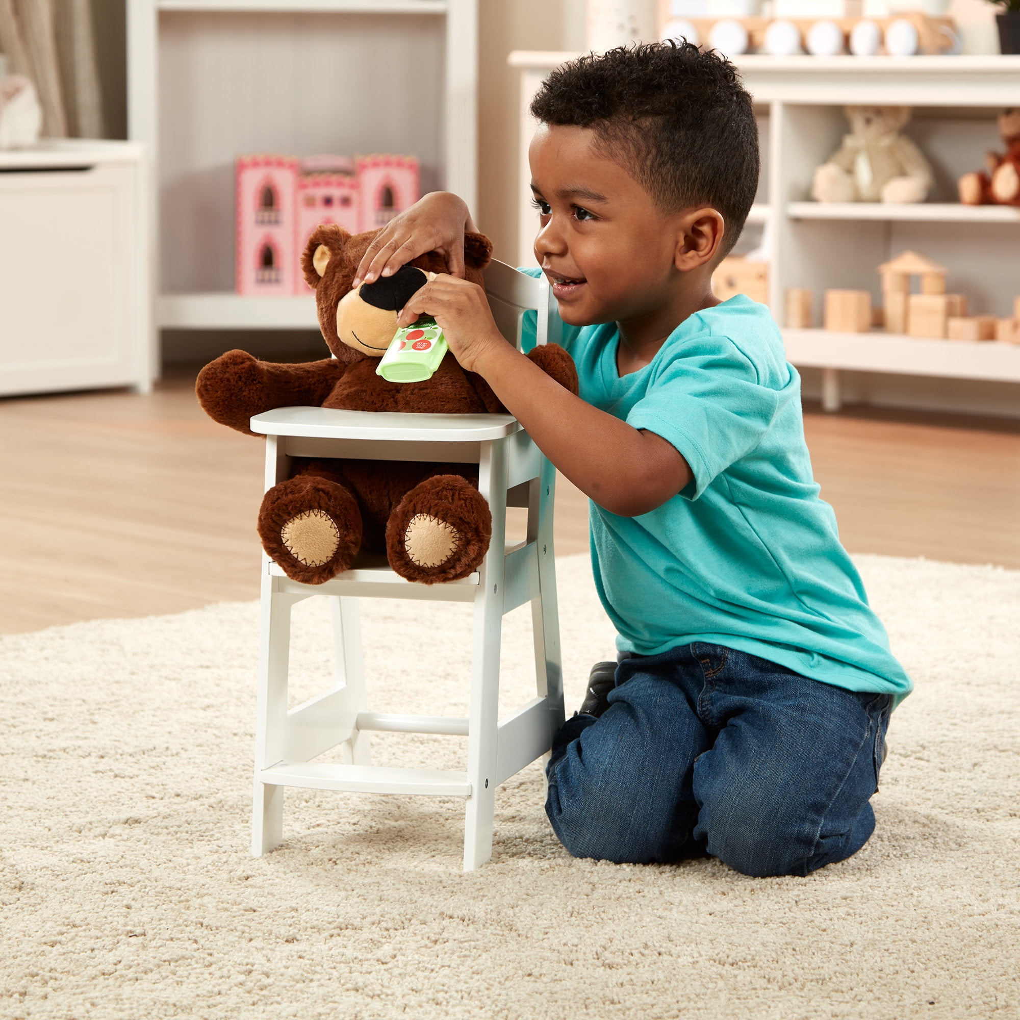 Melissa and Doug Mine to Love Wooden Play High Chair for Dolls, Stuffed Animals - White (18inH x 8inW x 11inD Assembled)