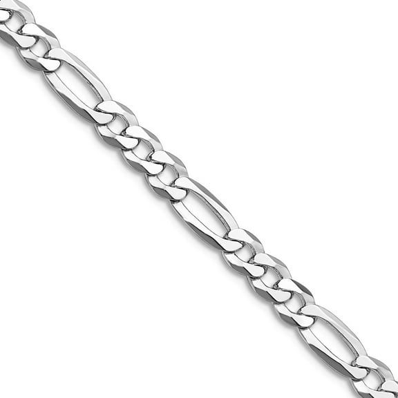 925 Sterling Silver Rhodium Plated 4.5mm Lightweight Flat Figaro Chain Necklace 18 Inch Chain Necklace for Women and Men
