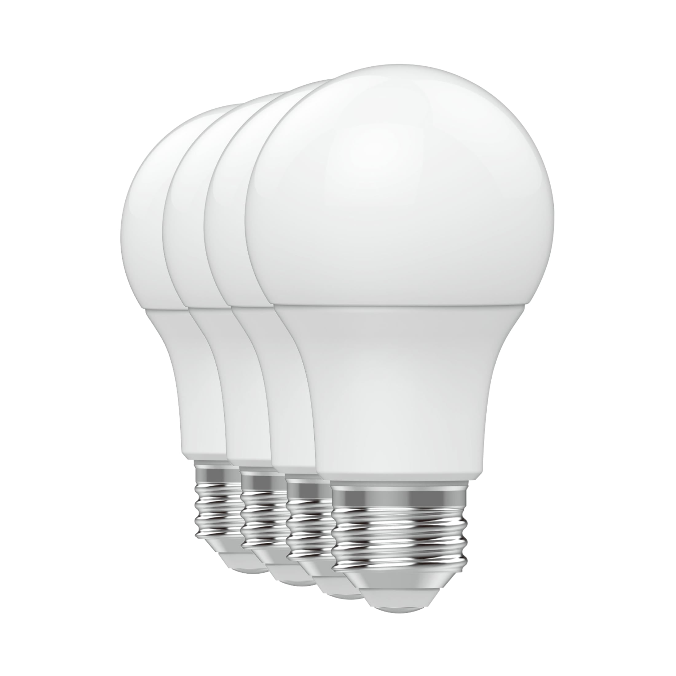 Great Value A19 LED Light Bulbs, 60 Watts Eqv, Soft White, General Purpose Light Bulbs, 9yr, 4 pack