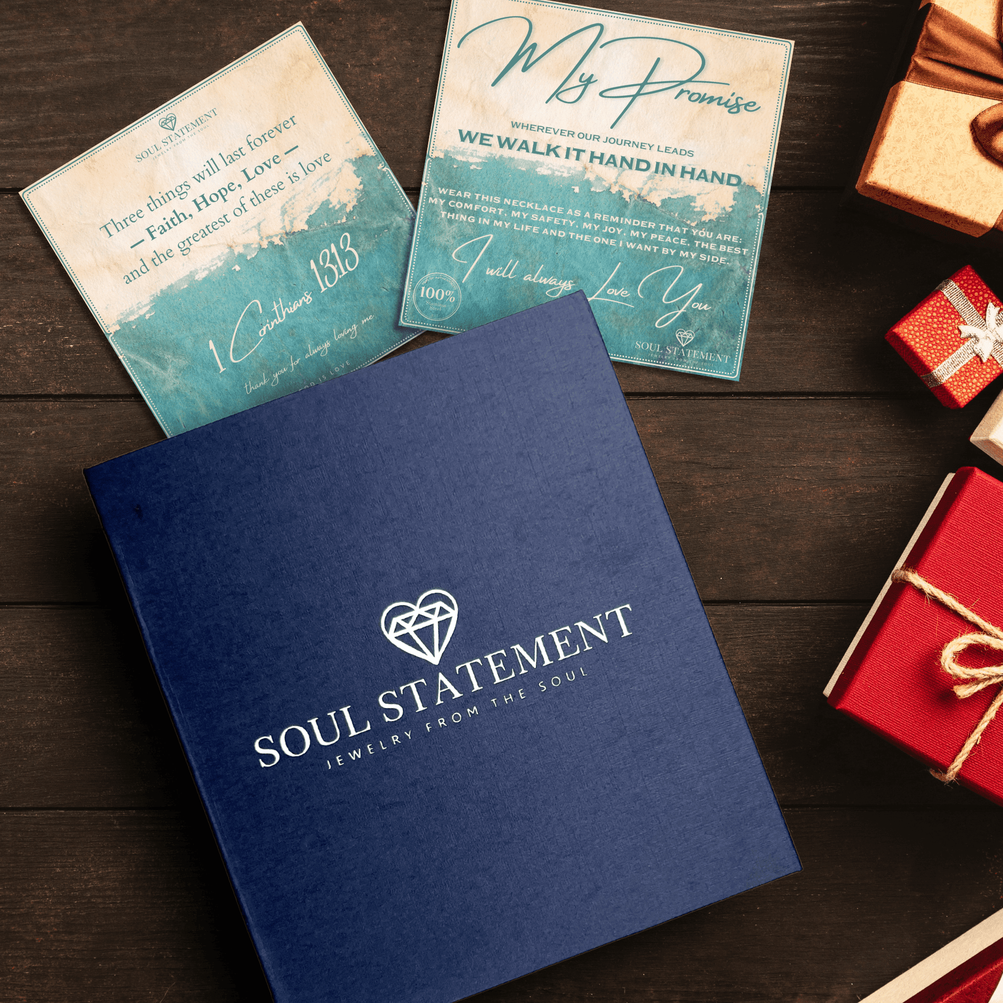 Soul Statement Cuban Chain Promise Necklace for Men - Durable Stainless Steel, Meaningful I Love You Card with Bible Verse, Anniversary for Husband, Boyfriend - Keepsake Gift Box (My Promise, Gold)
