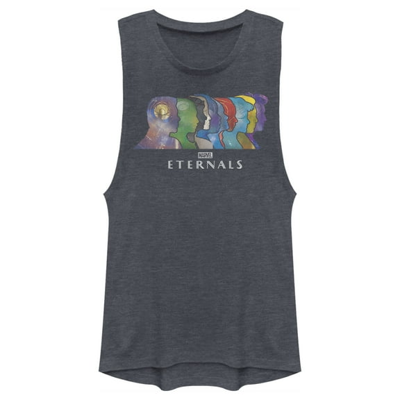 Junior's Marvel Eternals Silhouettes  Festival Muscle Graphic Tee Denim Blue Heather Large