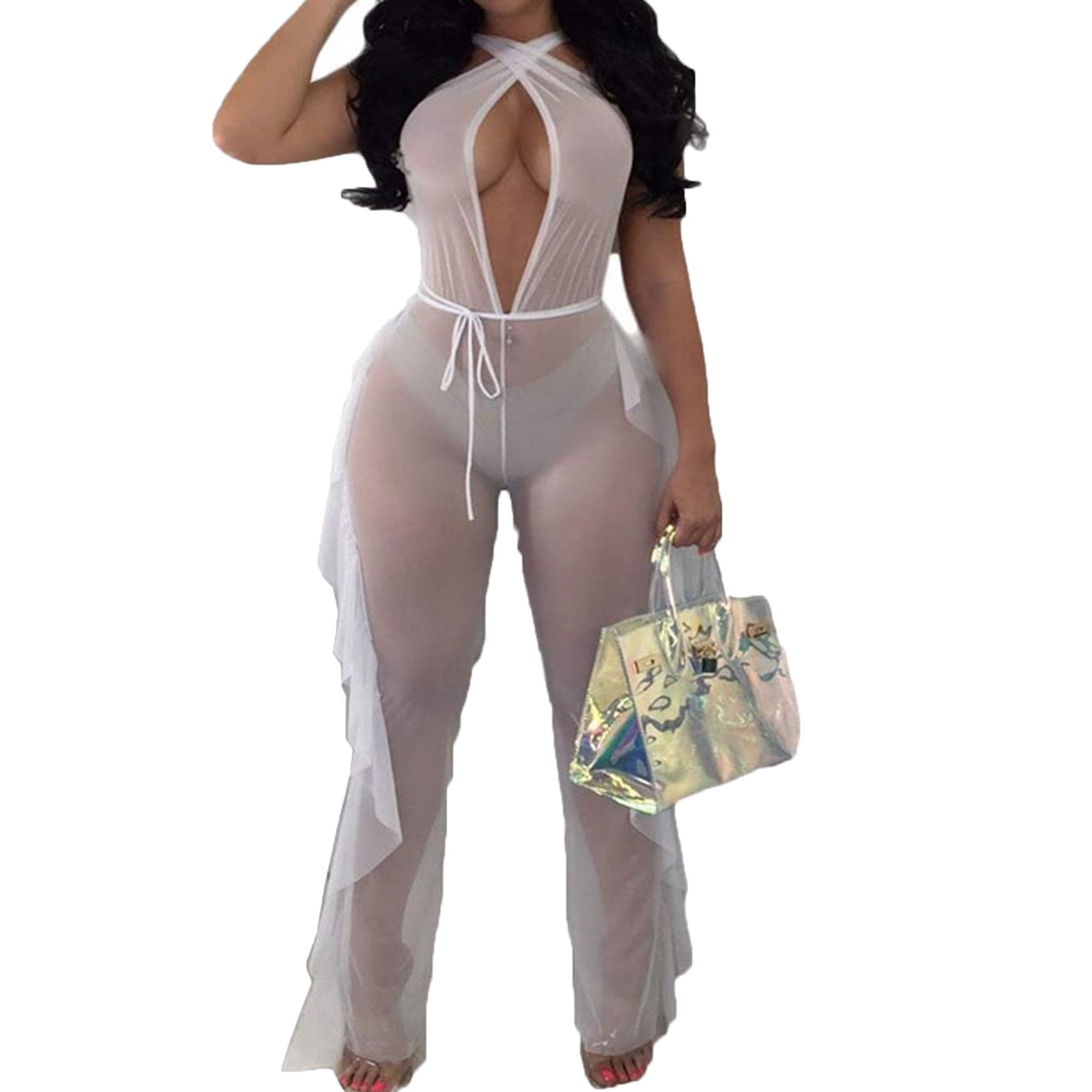 Women Bikini Cover Up Jumpsuit Romper 