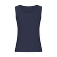 thumbnail image 3 of UYISJ Women's Sleeveless Scoop Neck Fitted Tank Top Ribbed Knit Casual Basic Cami Shirts Navy Blue XXL, 3 of 5