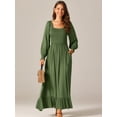 thumbnail image 2 of DARING DIVA Scoop Neck Smocked Tiered Maxi Dress S Army Green, 2 of 6