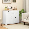 thumbnail image 5 of Homcom Sideboard with Solid Wood Countertop,Modern Kitchen Storage Cabinet,Coffee Bar Cabinet with 3 Drawers,Doors and Adjustable Shelf,Distressed White,White Wood Furniture Dining Servers Sideboards, 5 of 7