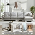 thumbnail image 4 of 119" Modern L-Shaped Chenille Sectional Sofa Couch Set, 5-Seat Luxury Chaise Lounge with 2 Free Pillows, Durable Solid Wood Frame, Silver Aluminum Feet, Light Gray for Living Room &amp; Office, 4 of 21