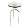 thumbnail image 5 of DecMode 13" x 22" Silver Aluminum Metal Small Tripod Accent Table with Textured Glass Tabletop, 1-Piece, 5 of 7