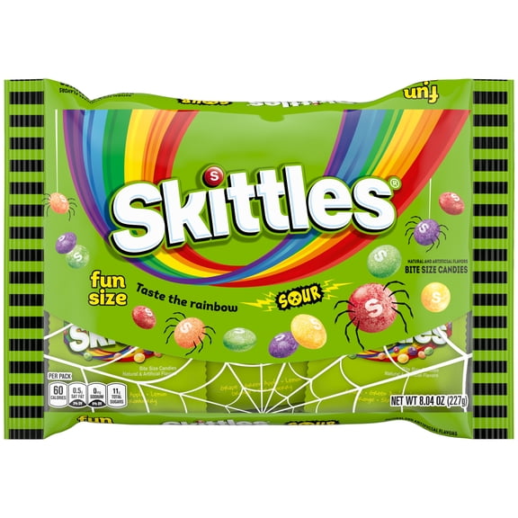 Skittles Sours Fun Size Chewy Halloween Candy - 8.04 oz Bag