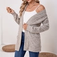 thumbnail image 5 of Women's Solid Color Long Sleeve Length Cardigan Sweater Coat Top with Pockets for Spring and Fall Seasons, Casual Layering for Daily Use,Khaki,XL, 5 of 8