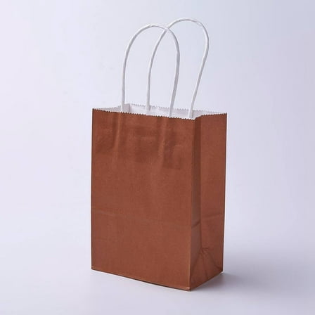 kraft Paper Bags with Handles Gift Bags Shopping Bags Rectangle Saddle Brown 15x11x6cm