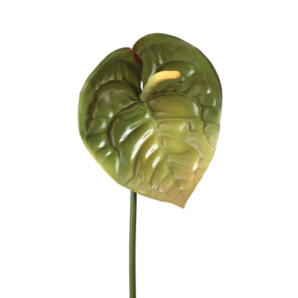Club Pack of 12 Decorative Artificial Green Anthurium Stems 28