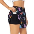 thumbnail image 2 of Bixox Women's Cartoon Dinosaur pattern 2 in 1 Running Shorts - Lightweight Athletic Workout Gym Yoga Shorts Liner with Pockets - Large, 2 of 7