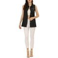 thumbnail image 2 of Allegra K Women's Casual Button Down Sleeveless Pockets Mid-Long Denim Vest M Black, 2 of 6