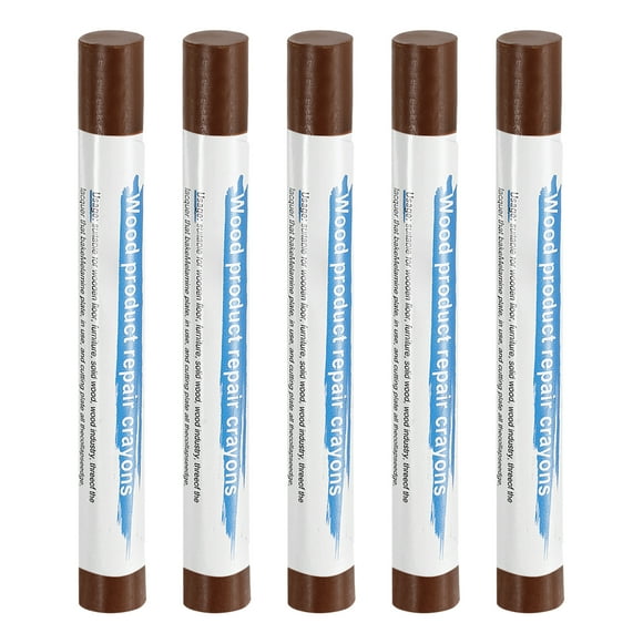 Uxcell 5pcs Wood Filler Sticks Wooden Wax Touch Up Furniture Repair Crayons for Scratch Cracks Hole Table Wood Floor, Walnut 2