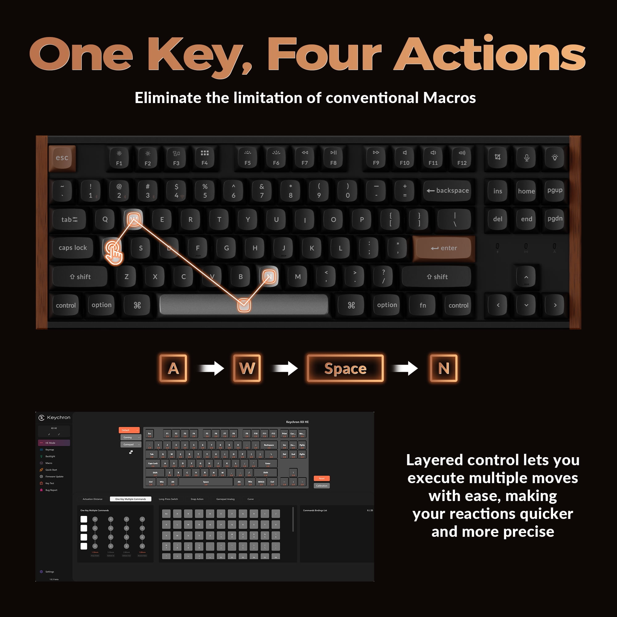 Keychron K8 HE 80% TKL Wireless RGB Hall Effect Magnetic Switch Keyboard, Rapid Trigger, QMK, 2.4G/BT, Black