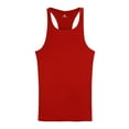 thumbnail image 4 of WAVSUF Summer Solid Color Tank Tops for Men Bodybuilding Sleeveles Vest Round Neck Pullover Red Size L, 4 of 6