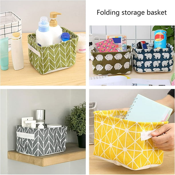 6 cestas de almacenamiento de tela, cesta de almacenamiento,organizador doméstico, cesta plegable con asa, cesta de almacenamiento de escritorio para maquillaje, libros, oficina, cocina