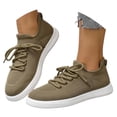 thumbnail image 3 of Daznico Women's Lightweight Low-Top Sneakers - Breathable Mesh Lace-Up Board Shoes for Casual Sports & Everyday Wear,Color:Khaki,Size:6.5, 3 of 9