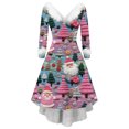 thumbnail image 2 of FcBaudy Robe à Manches Longues Col en V, Robes d'Été pour Femmes, Robes de Mode Décontractées à Manches Longues pour Femmes, Robe de Noël Imprimée Col en V, 2 of 3