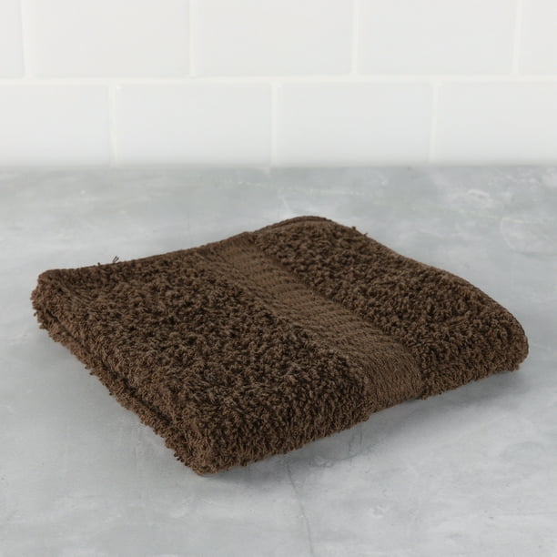 Mainstays Basic Single, Solid Brown Washcloth 12" x 12"