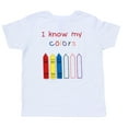 thumbnail image 3 of Eduwear (Unisex) Embroidered "I Know My Colors" Interactive Educational short sleeve T-shirt with Embroidered Velcro Patches (Little Girls, Little Boys), 3 of 6