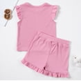 thumbnail image 6 of WOYY Girls Outfits Cotton Ribbed Flutter Sleeve T-Shirt Shorts Set, Sizes 1-2, 6 of 8