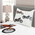 thumbnail image 3 of Motorcycle Bedspread, Illustration of 3 Motorcycles Freedom Transport Risky Extreme Sports Theme, Decorative Quilted 2 Piece Coverlet Set with Pillow Sham, Twin Size, Orange Black, by Ambesonne, 3 of 4