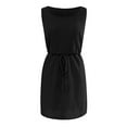 thumbnail image 6 of DHFJKG Womens Summer Dresses Vacation Clothes Sleeveless Square Neck Drawstring Waist Loose Fit Mini Sundress Travel OutFits Versatile Dresses, 6 of 6