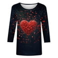 thumbnail image 5 of Fmbrln Womens Plus Size Valentines Day Shirts 3/4 Sleeve Crew Neck Valentines T-Shirts Tops Fashion Cute Heart Print Blouse, 5 of 6