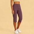 thumbnail image 6 of Axiiglly Capri Pants for Women High Rise Work Out Yoga Capri Leggings with Pockets Casual Fitness Gym Solid Color Womens Pants S-2XL, 6 of 10
