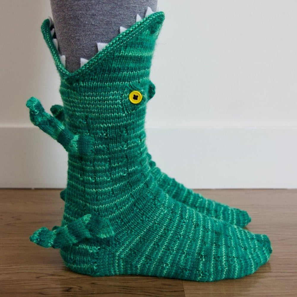Knit Animal Socks Funky Knitting Pattern Whimsical Alligator Knitting Cuff 