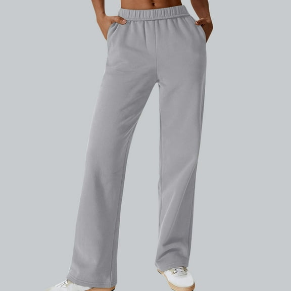 Mifsaly High Waisted Lounge Pants Women Straight Leg Athletic Sweatpants with Pockets Casual Loose Comfortable Stretchy Workout Trousers S
