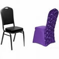 thumbnail image 5 of BalsaCircle Purple Satin Raised Roses Spandex Stretchable Banquet Solid Chair Covers Slipcovers, 5 of 8