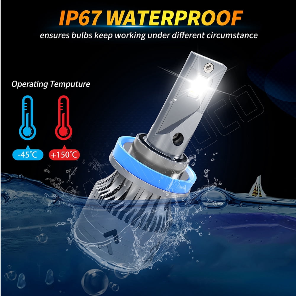 Pair H11 LED Headlight Bulbs Kit, H8 Low Beam Conversion, 10000LM 300% Brighter, Plug & Play