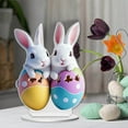 thumbnail image 3 of YWIYIUD 2PCS Easter RabbitEggs Decorations Spring Easter Centerpieces 2D Flat Acrylic RabbitEgg Figurines Table Ornament for Farmhouse Home Kitchen Easter Party,Birthday Gifts, 3 of 9