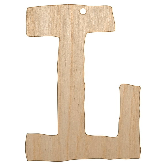 Letter L Uppercase Cute Typewriter Font Wood Holiday Christmas Tree Ornament Unfinished DIY Pre-Drilled Craft