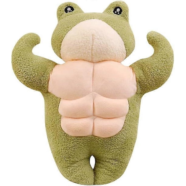 Cute 3D Muscle Frog Plush Toy - Super Soft Huggable Green Froggy Doll, Adorable Stuffed Frog for Kids Birthday Gift