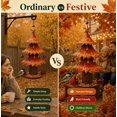 thumbnail image 3 of Christmas Tree Bird Feeder Festive Backyard Holiday Decor, Hanging Reinforced Metal Wild Bird Seed Feeder with Star Topper & Bells for Outdoor Garden Porch Maple Leaf Tree Feeder, 3 of 6