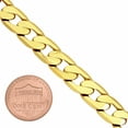 thumbnail image 2 of 9.5mm 14k Yellow Gold Plated Flat Curb Chain Bracelet, 8 inches, 2 of 7