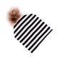 thumbnail image 1 of Gorro de invierno cálido para mujer y niña, gorro de punto con bola de pelo, gorro de esquí suave de algodón de ganchillo Negro blanco a rayas Yuyangstore gorro de mujer, 1 of 6