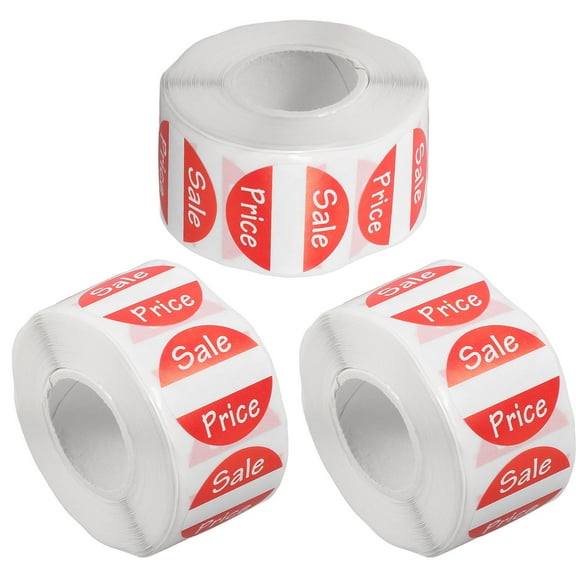 LEORX 3 Rolls Sale Tags for Retail Red Paper Circle Stickers for Yard Sales