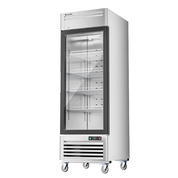 Coolski 27 in. 21.8 cu. ft. Auto / Cycle Defrost 1-Glass Door Commercial Reach In Display Upright Freezer in Stainless Steel