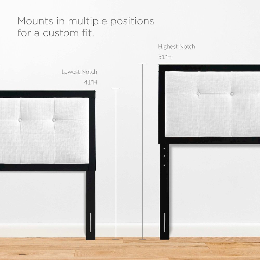 Modway Draper Tufted Twin Fabric and Wood Headboard in Black/White