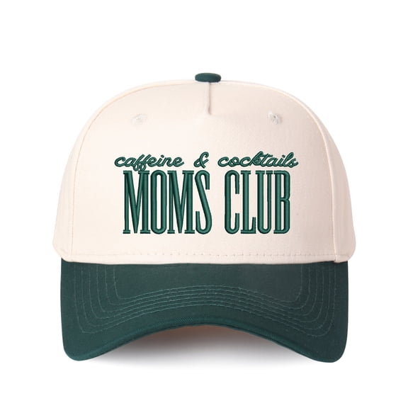 MOMS CLUB Embroidered Patchwork Trucker Cap | Adjustable Unisex Snapback, Mom Community Essential