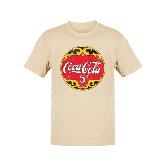 Officially Licensed Coca-Cola 5 Cents Classic Nostalgic Logo Men's T-shirt
