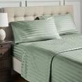 thumbnail image 6 of Hotel Style 4-Piece 600 Thread Count Green Stripe Egyptian Cotton Adult Bed Sheets, Queen-Deep Pocket, 6 of 10