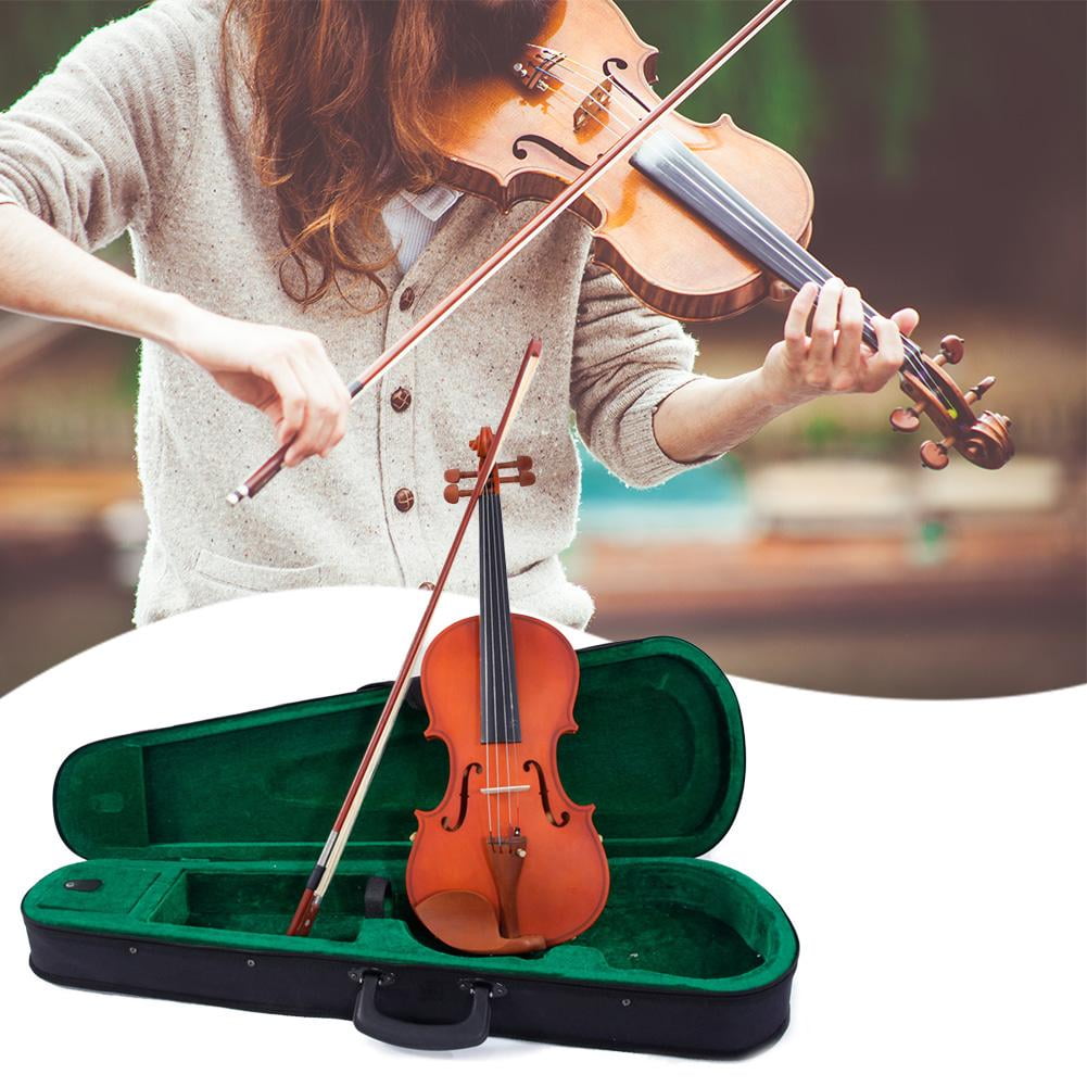 Violins Glarry 1/2 Acoustic Violin Case Bow Rosin Strings Tuner Shoulder Rest Coffee 